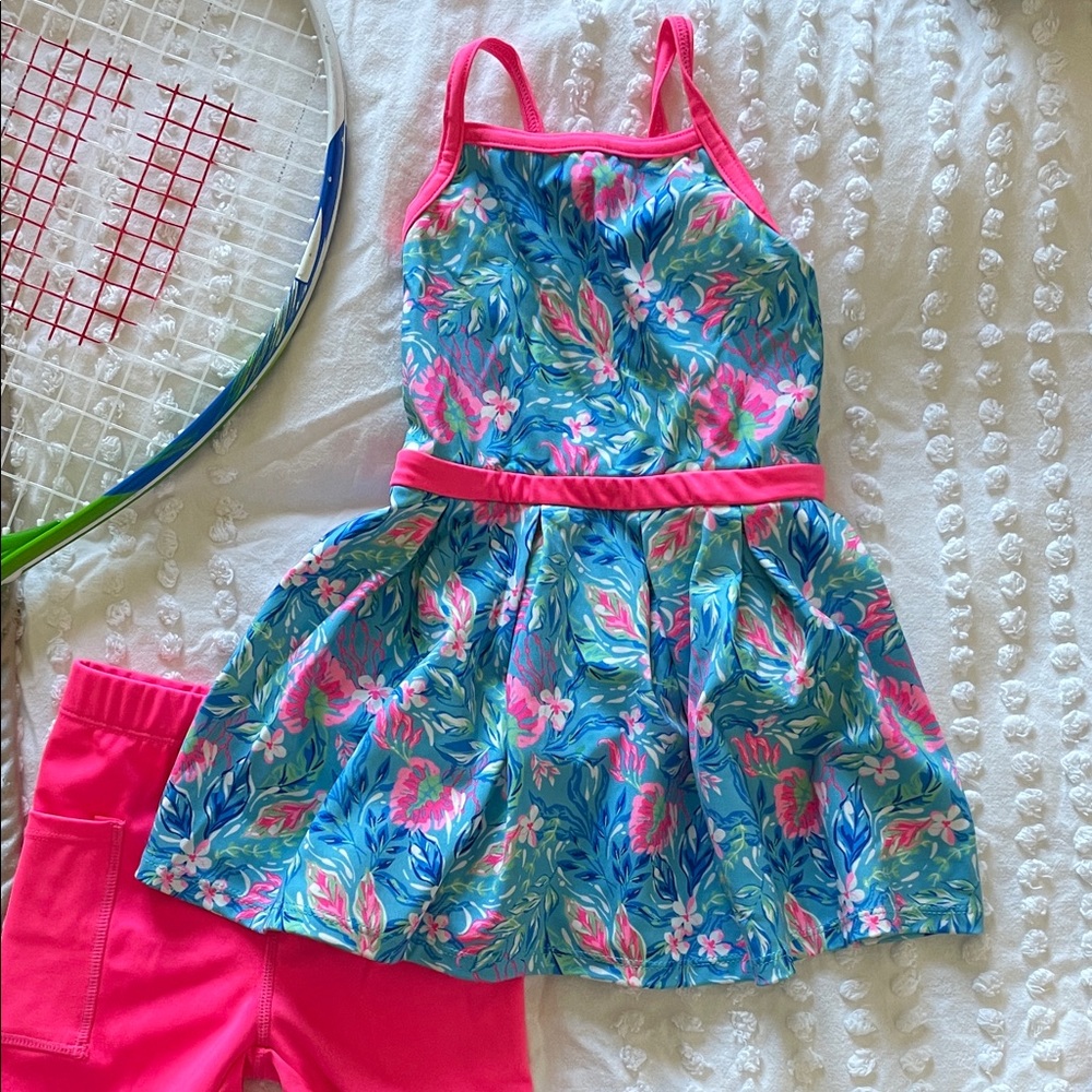Tommy Bahama Kids Tennis Floral Dress - Blue and Pink
